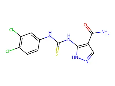 3-[[[(3,4-Dichlorophenyl)amino]thioxomethyl]amino]-1H-pyrazole-4-carboxamide structure