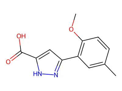 5-(2-Methoxy-5-methylphenyl)-1H-pyrazole-3-carboxylic acid structure