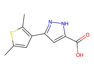 5-(2,5-dimethylthiophen-3-yl)-1H-pyrazole-3-carboxylic acid structure