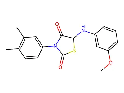 3-(3,4-Dimethylphenyl)-5-(3-methoxyanilino)-1,3-thiazolidine-2,4-dione structure