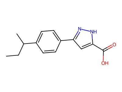 3-(4-(sec-Butyl)phenyl)-1H-pyrazole-5-carboxylic acid structure