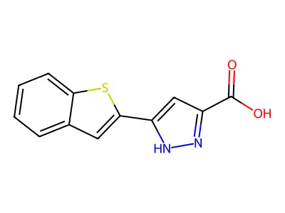 5-(1-benzothiophen-2-yl)-1H-pyrazole-3-carboxylic acid structure