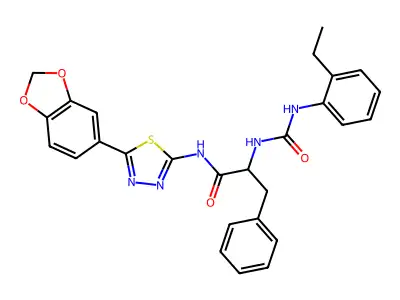 N-(5-(Benzo[d][1,3]dioxol-5-yl)-1,3,4-thiadiazol-2-yl)-2-(3-(2-ethylphenyl)ureido)-3-phenylpropanamide structure