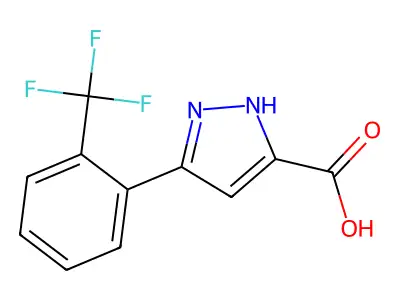 3-(2-(trifluoromethyl)phenyl)-1H-pyrazole-5-carboxylic acid structure