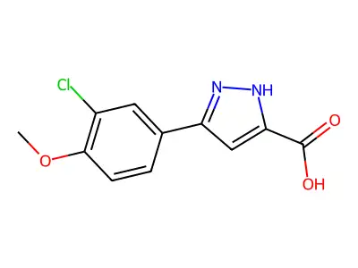 5-(3-Chloro-4-methoxyphenyl)-1H-pyrazole-3-carboxylic acid structure