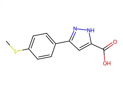 5-[4-(methylsulfanyl)phenyl]-1H-pyrazole-3-carboxylic acid structure