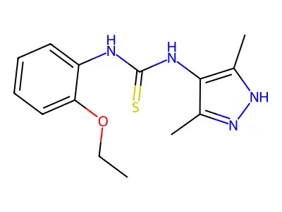 1-(3,5-dimethyl-1H-pyrazol-4-yl)-3-(2-ethoxyphenyl)thiourea structure