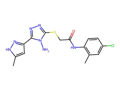 2-{[4-amino-5-(5-methyl-1H-pyrazol-3-yl)-4H-1,2,4-triazol-3-yl]sulfanyl}-N-(4-chloro-2-methylphenyl)acetamide structure