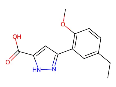 5-(5-Ethyl-2-methoxyphenyl)-1H-pyrazole-3-carboxylic acid structure