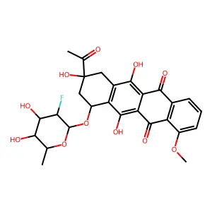 7-O-(2,6-Dideoxy-2-fluorotalopyranosyl)daunomycinone structure
