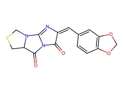 2-(1,3-benzodioxol-5-ylmethylene)-5a,6-dihydro-5H-imidazo[2',1':2,3]imidazo[1,5-c][1,3]thiazole-3,5(2H)-dione structure