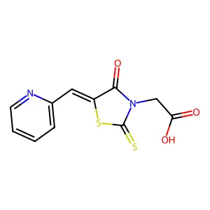 [(5E)-4-oxo-5-(pyridin-2-ylmethylidene)-2-thioxo-1,3-thiazolidin-3-yl]acetic acid structure