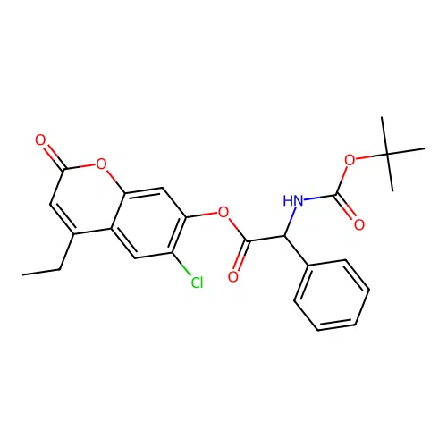6-chloro-4-ethyl-2-oxo-2H-chromen-7-yl [(tert-butoxycarbonyl)amino](phenyl)acetate structure