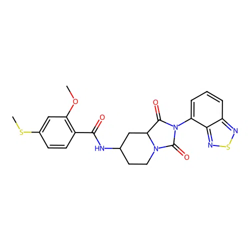N-[2-(2,1,3-benzothiadiazol-4-yl)-1,3-dioxo-6,7,8,8a-tetrahydro-5H-imidazo[1,5-a]pyridin-7-yl]-2-methoxy-4-methylsulfanylbenzamide structure