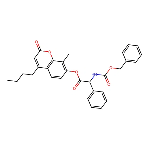 4-butyl-8-methyl-2-oxo-2H-chromen-7-yl 2-(((benzyloxy)carbonyl)amino)-2-phenylacetate structure