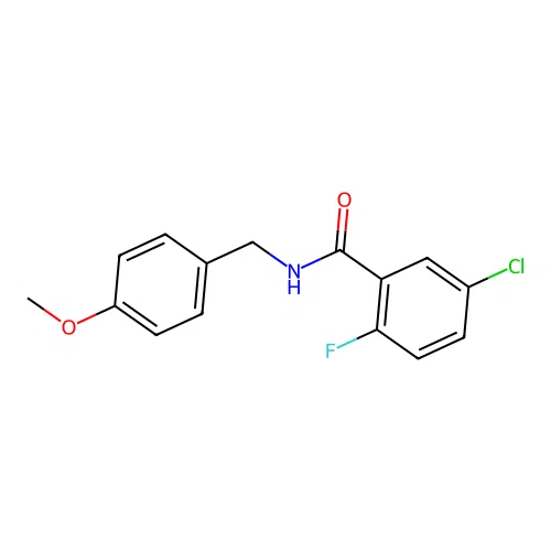 5-chloro-2-fluoro-N-[(4-methoxyphenyl)methyl]benzamide structure
