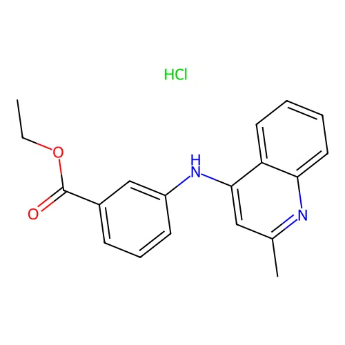 Ethyl 3-[(2-methyl-4-quinolyl)amino]benzoate, chloride structure