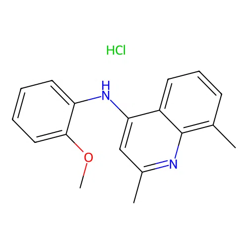 N-(2-methoxyphenyl)-2,8-dimethylquinolin-4-amine hydrochloride structure