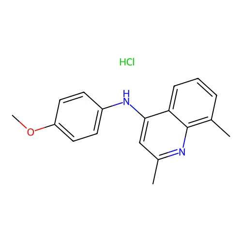 N-(4-methoxyphenyl)-2,8-dimethylquinolin-4-amine hydrochloride structure