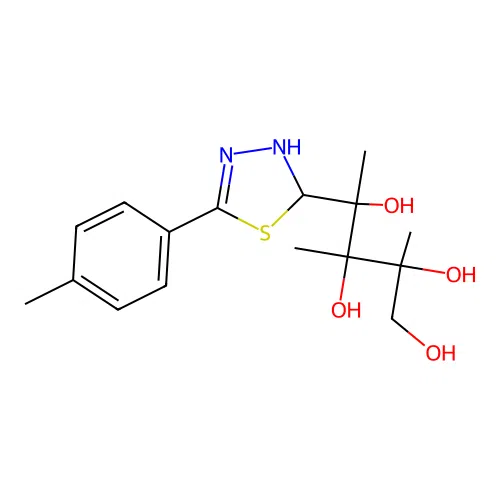 2,3-dimethyl-4-[5-(4-methylphenyl)-2,3-dihydro-1,3,4-thiadiazol-2-yl]pentane-1,2,3,4-tetrol structure