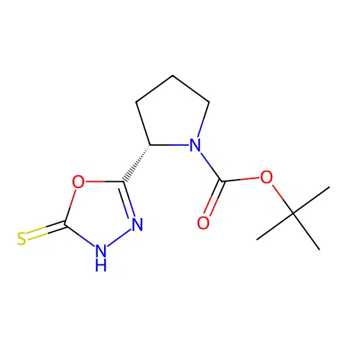 tert-butyl (2S)-2-(5-sulfanyl-1,3,4-oxadiazol-2-yl)pyrrolidine-1-carboxylate structure