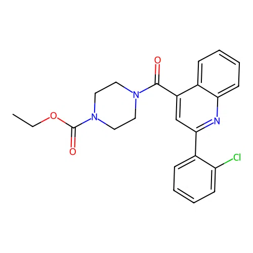 Ethyl 4-(2-(2-chlorophenyl)quinoline-4-carbonyl)piperazine-1-carboxylate structure
