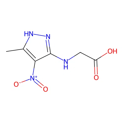 N-(3-methyl-4-nitro-1H-pyrazol-5-yl)glycine structure