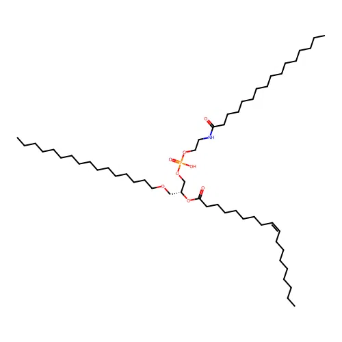 1-O-octadecyl-2-oleoyl-sn-glycero-3-phospho-(N-palmitoyl)ethanolamine structure