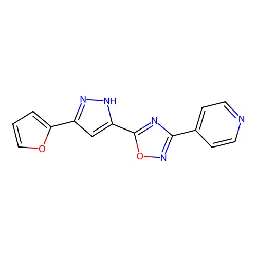 4-{5-[5-(furan-2-yl)-1H-pyrazol-3-yl]-1,2,4-oxadiazol-3-yl}pyridine structure