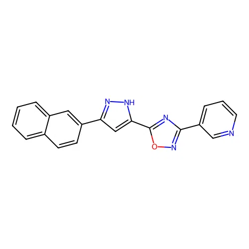 3-{5-[5-(naphthalen-2-yl)-1H-pyrazol-3-yl]-1,2,4-oxadiazol-3-yl}pyridine structure