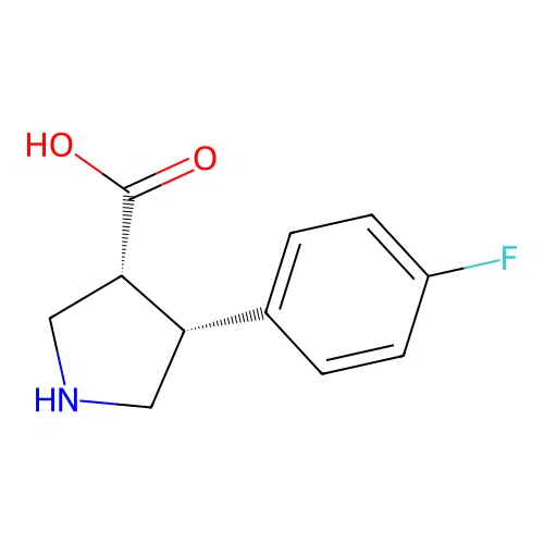(3R,4R)-4-(4-fluorophenyl)pyrrolidine-3-carboxylic acid structure