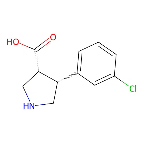 (3R,4R)-4-(3-chlorophenyl)pyrrolidine-3-carboxylic acid structure
