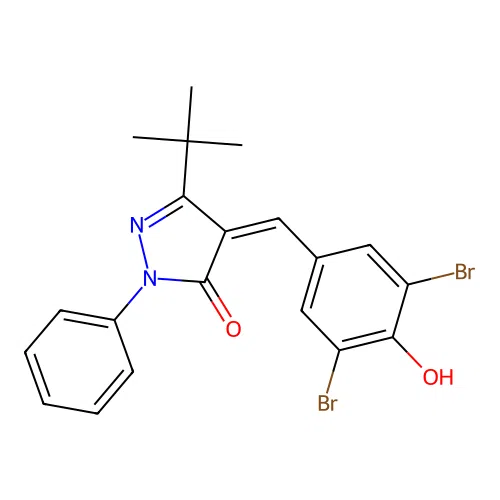 5-Tert-butyl-4-[(3,5-dibromo-4-hydroxyphenyl)methylidene]-2-phenylpyrazol-3-one structure