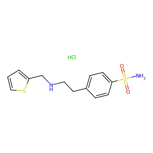 4-{2-[(2-Thienylmethyl)amino]ethyl}benzenesulfonamide hydrochloride structure
