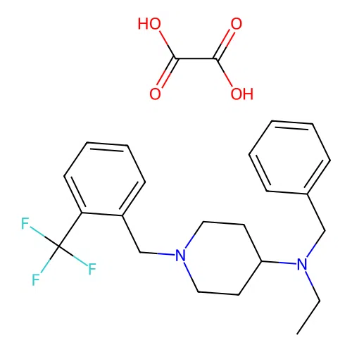 N-benzyl-N-ethyl-1-(2-(trifluoromethyl)benzyl)piperidin-4-amine oxalate structure