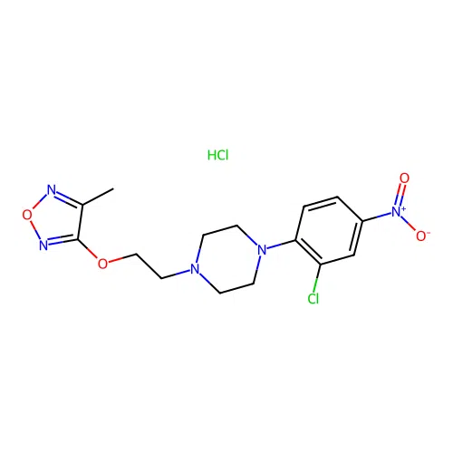 1-(2-chloro-4-nitrophenyl)-4-{2-[(4-methyl-1,2,5-oxadiazol-3-yl)oxy]ethyl}piperazine hydrochloride structure