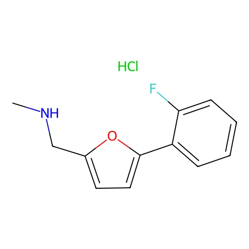 {[5-(2-Fluorophenyl)furan-2-YL]methyl}(methyl)amine hydrochloride structure