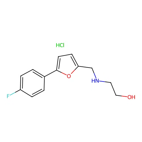 2-(((5-(4-Fluorophenyl)furan-2-yl)methyl)amino)ethanol hydrochloride structure