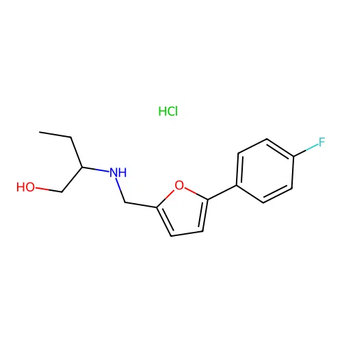 2-(((5-(4-Fluorophenyl)furan-2-yl)methyl)amino)butan-1-ol hydrochloride structure
