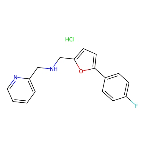 [5-(4-Fluoro-phenyl)-furan-2-ylmethyl]-pyridin-2-ylmethyl-amine structure