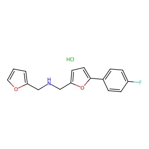 1-(5-(4-fluorophenyl)furan-2-yl)-N-(furan-2-ylmethyl)methanamine hydrochloride structure
