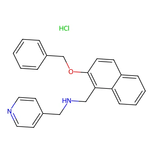 1-(2-(benzyloxy)naphthalen-1-yl)-N-(pyridin-4-ylmethyl)methanamine hydrochloride structure