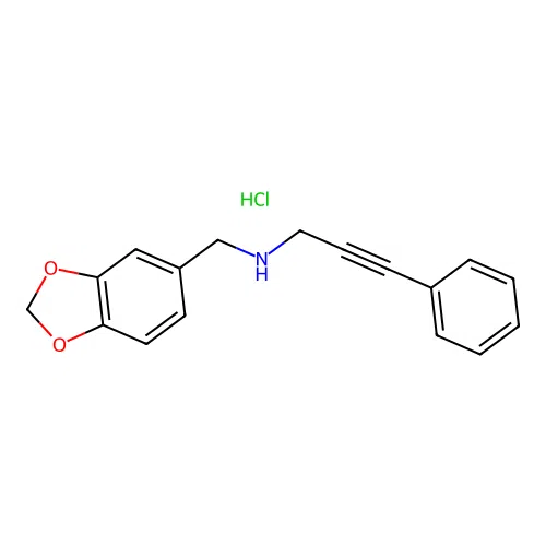 N-(benzo[d][1,3]dioxol-5-ylmethyl)-3-phenylprop-2-yn-1-amine hydrochloride structure
