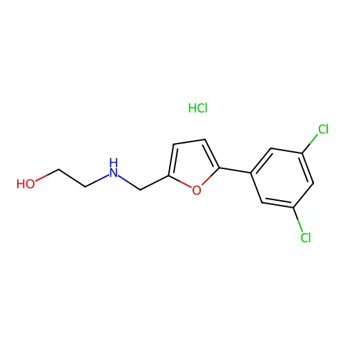 2-[[5-(3,5-Dichlorophenyl)furan-2-yl]methylamino]ethanol;hydrochloride structure