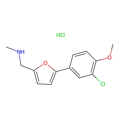 1-(5-(3-chloro-4-methoxyphenyl)furan-2-yl)-N-methylmethanamine hydrochloride structure