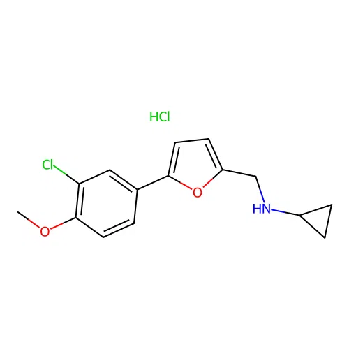 N-((5-(3-chloro-4-methoxyphenyl)furan-2-yl)methyl)cyclopropanamine hydrochloride structure