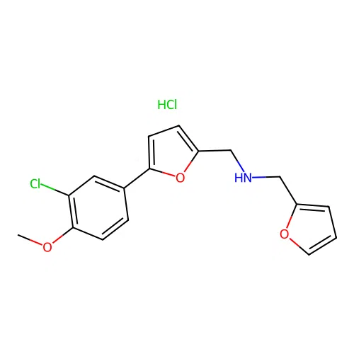 1-(5-(3-chloro-4-methoxyphenyl)furan-2-yl)-N-(furan-2-ylmethyl)methanamine hydrochloride structure