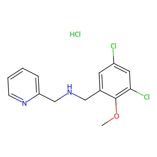 N-(3,5-dichloro-2-methoxybenzyl)-1-(pyridin-2-yl)methanamine hydrochloride structure