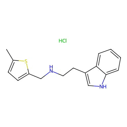2-(1H-indol-3-yl)-N-((5-methylthiophen-2-yl)methyl)ethanamine hydrochloride structure