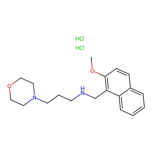 N-((2-methoxynaphthalen-1-yl)methyl)-3-morpholinopropan-1-amine dihydrochloride structure